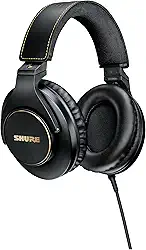 Shure SRH840A Fones de ouvido com fio para audição crítica e monitoramento, fone de ouvido profissional, resposta de frequência personalizada, som detalhado superior, design ajustável e dobrável