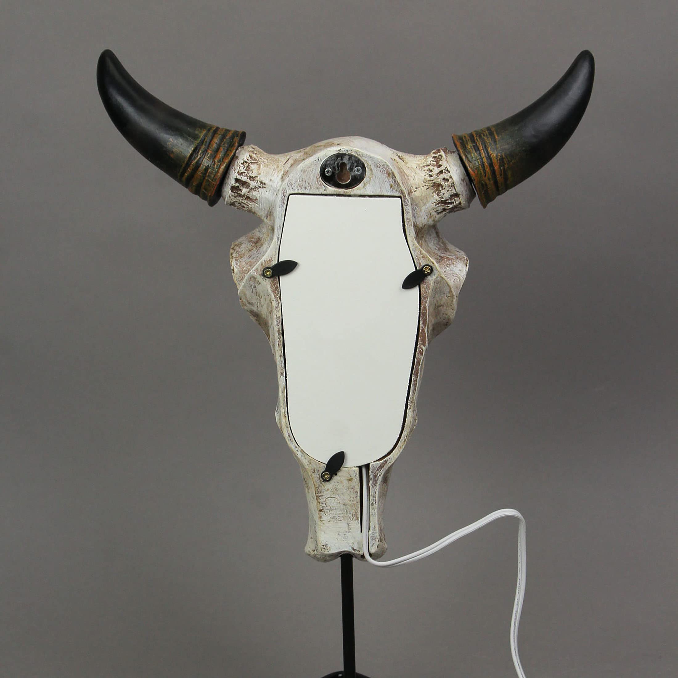 Zeckos Steer Skull Accent Lamp, 15 Inch Resin Wall or Table Light