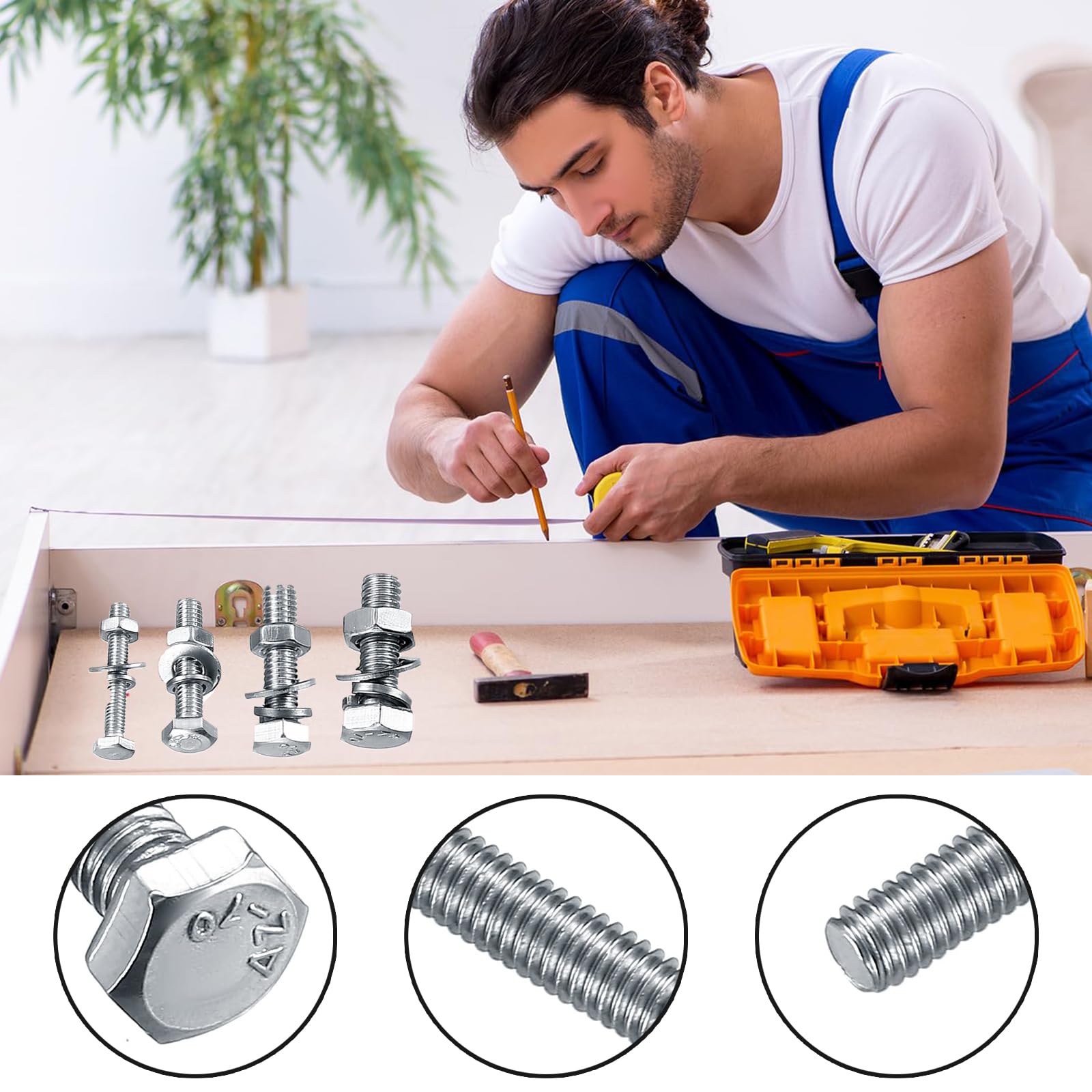 Viti Bulloni e Dadi a Testa Esagonale, 520 Pezzi M3 M4 M5 M6 viti Bulloni e dadi e Rondelle Set, Kit Viti Testa Esagonale in Acciaio Inox, Set di Vitis Filettate con Dadi e Rondelle