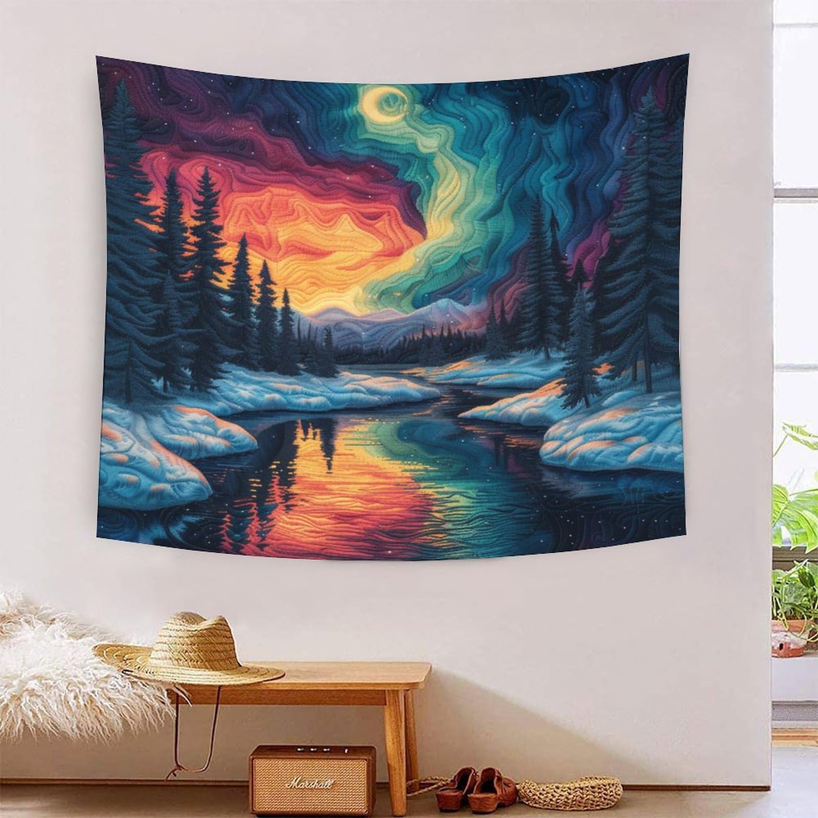 MingSheng Aurora Stampa 3D Arazzo Da Parete Poster Ornamento Murale Tapestry Accessori Divisori Arazzo Per Camera Da Letto, Soggiorno, Dormitorio 70cmx100cm