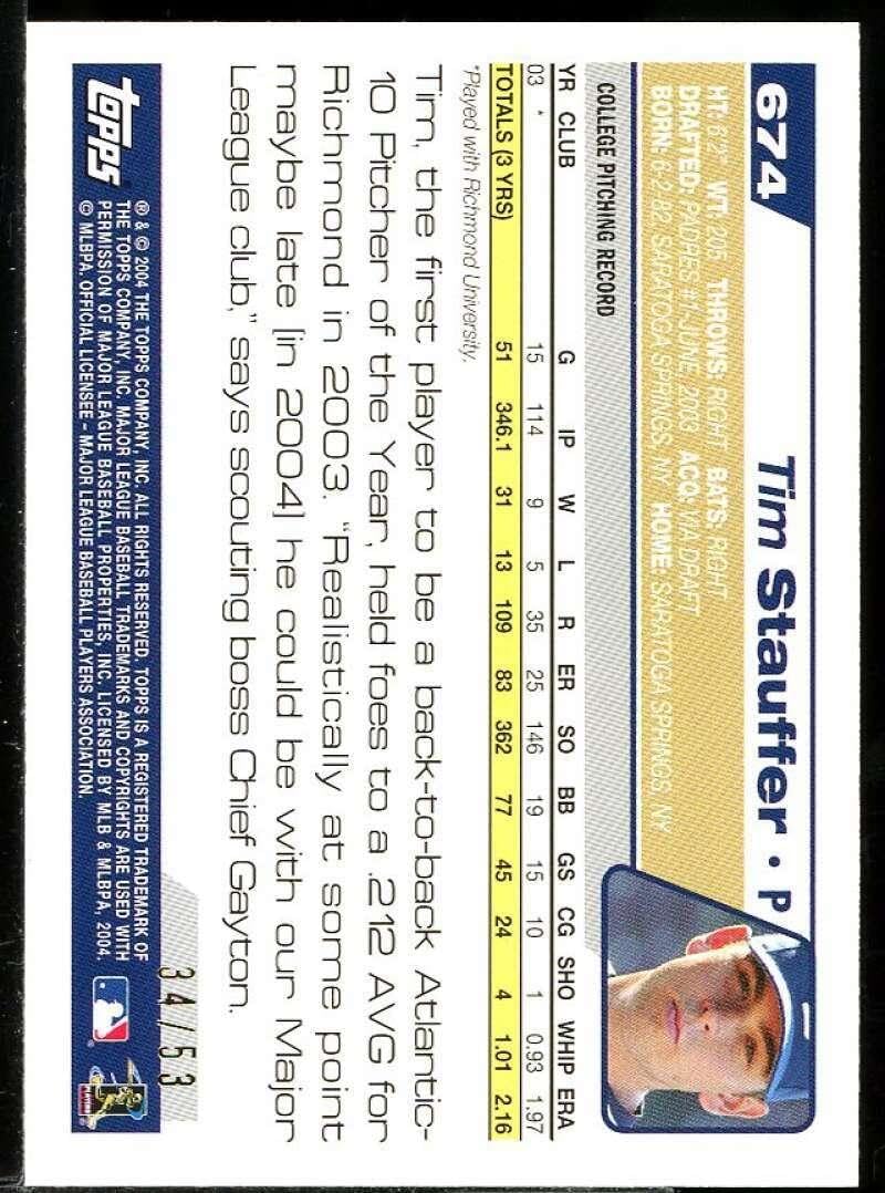 Tim Stauffer DP Card 2004 Topps #674 - Slabbed Baseball Cards