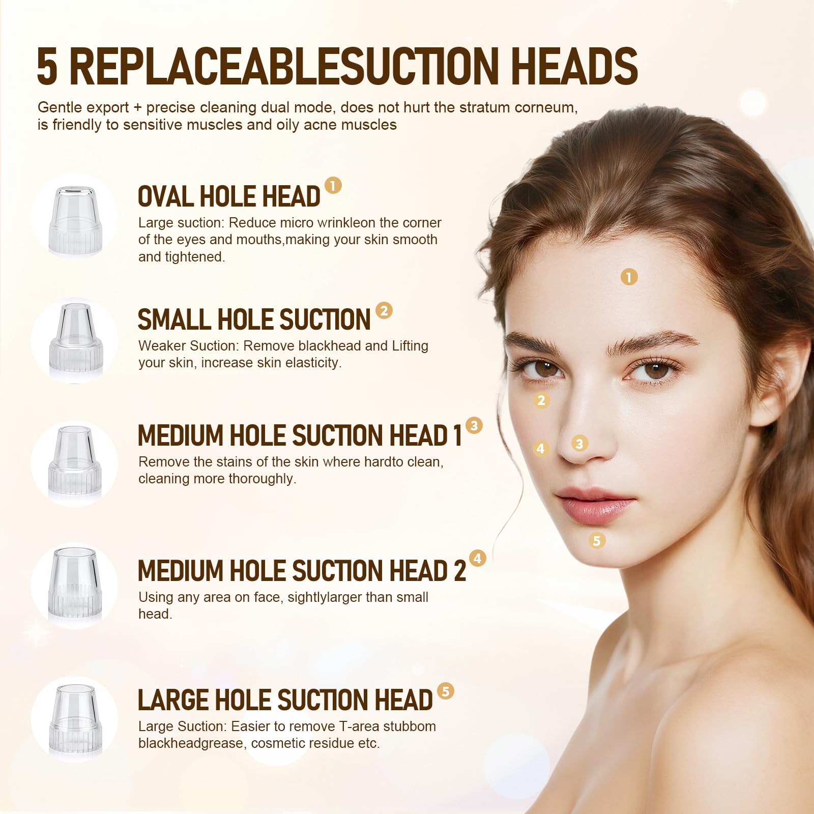 Aspiratore Punti Neri Professionale,Pulitore per Pori con 3 Livelli di Aspirazione e 4 Testine,Elettrico Comedone per Pulizia Viso e Rimozione Pori,Blackhead Remover Vacuum, per Tutti i Tipi di Pelle