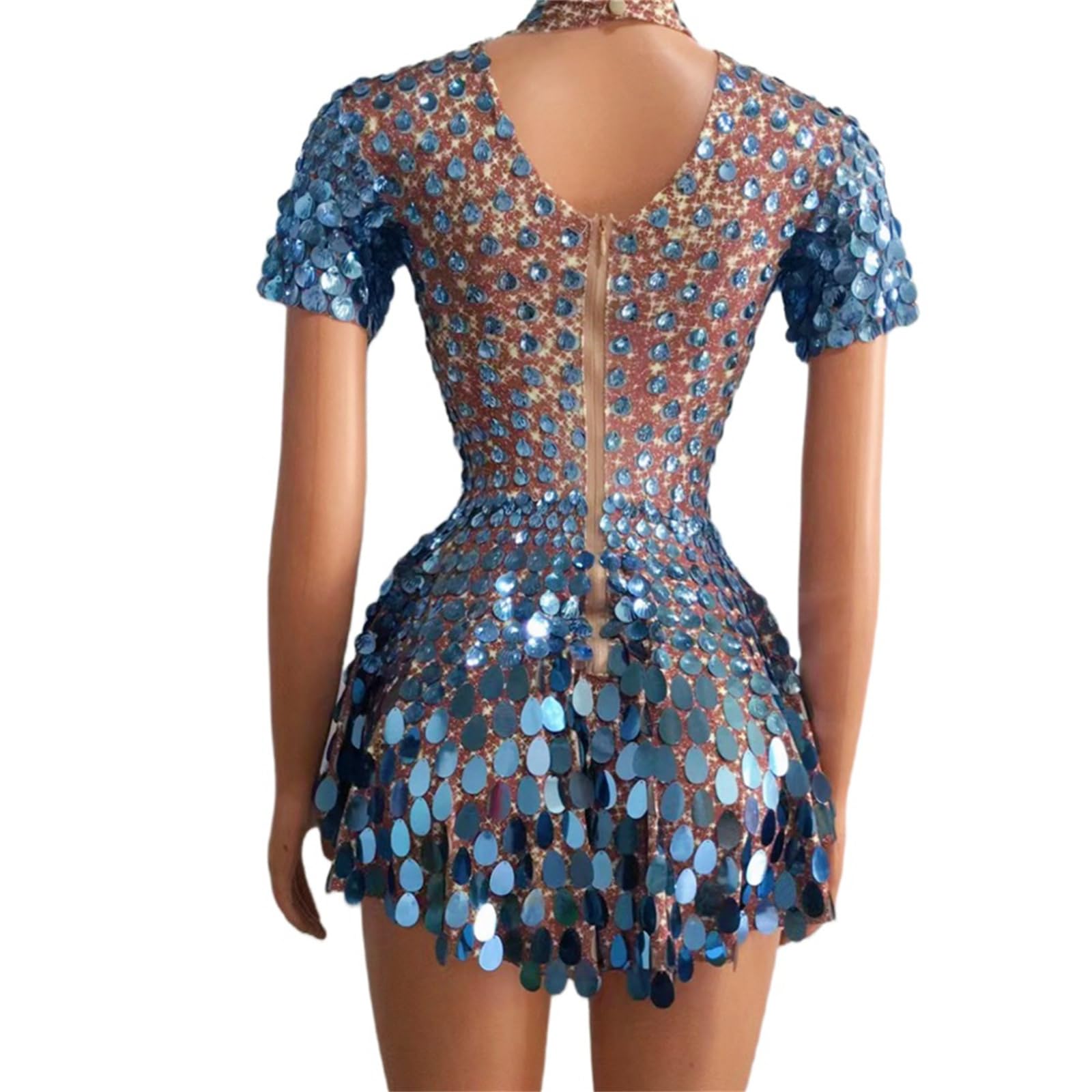 Farbige Pailletten, Tanzkleidung, flexibles Design, figurbetontes Kleid, bequem zu tragen für Motto-Partys und Tanzwettbewerbe, Party, Tanzbekleidung