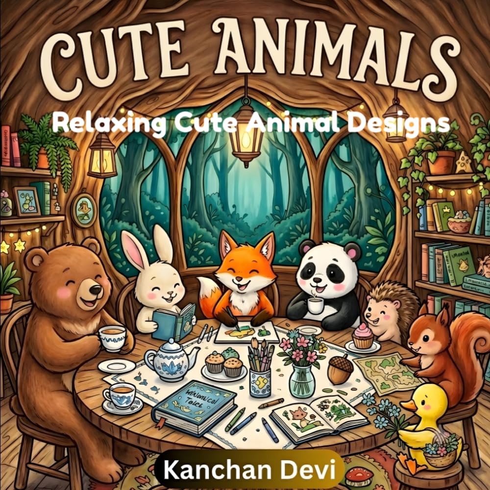 Cute Animal Friends Coloring Book: Relaxing Cute Animal Designs