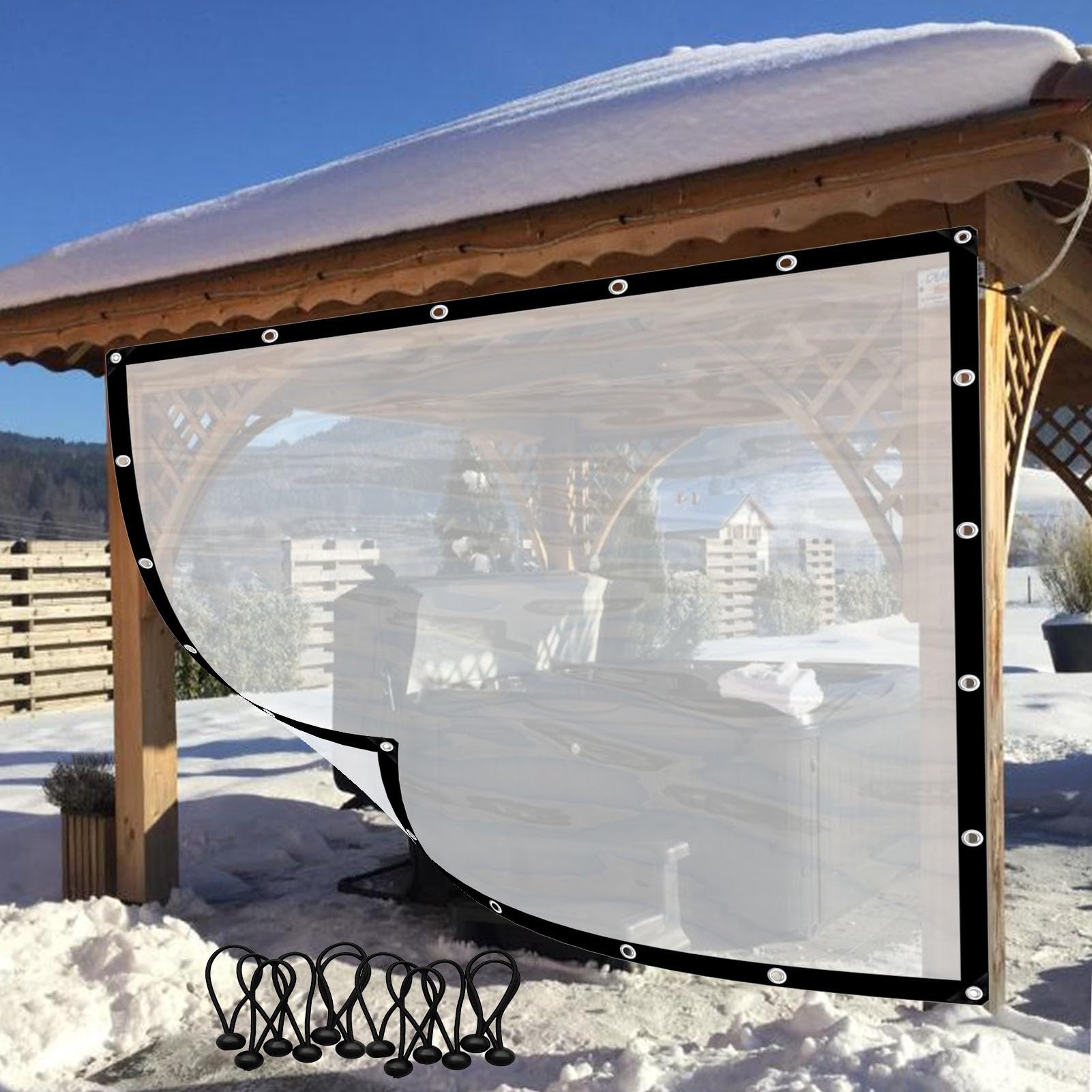Bâche avec œillets transparente robuste anti-intempéries
