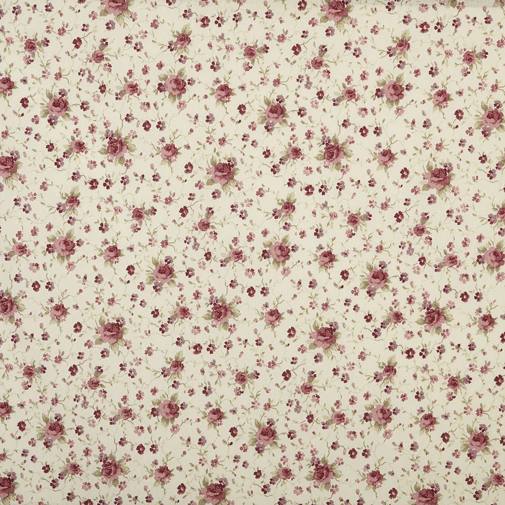 Kt KILOtela - Tela Loneta Estampada, Decoración, Tapizar, Cojines, Cortinas, Bolsos, Manteles, Costura Creativa, 100 cm Largo x 280 cm Ancho, Flores Sevilla, Rosa, Azul ─ 1 Metro — view 5
