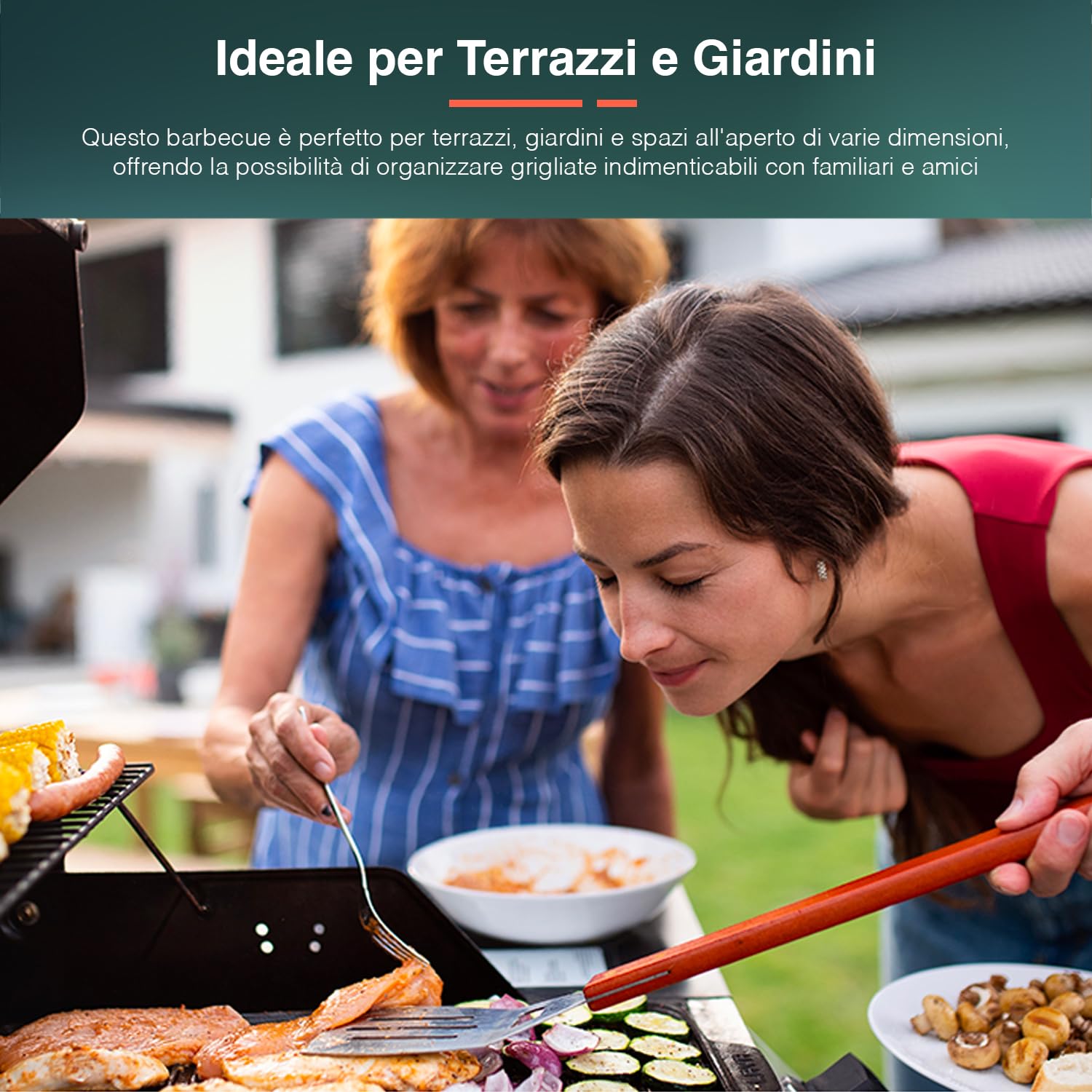 Avilia BBQ Gas 4 Bruciatori, Fornello Laterale, Doppia Griglia, Termometro Integrato e 4 ruote, in Acciaio Lucido Ideale per Giardini e Terrazzi, 136x53x105.5cm, Nero