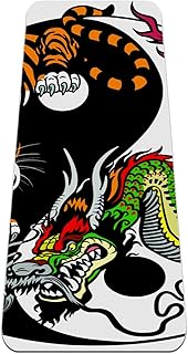 AIBILI Tappetino da yoga pieghevole da 6 mm di spessore antiscivolo e morbido tappetino da yoga leggero per yoga, pilates e fitness (182,9 cm x 61 cm x 6 mm) Tiger Dragon