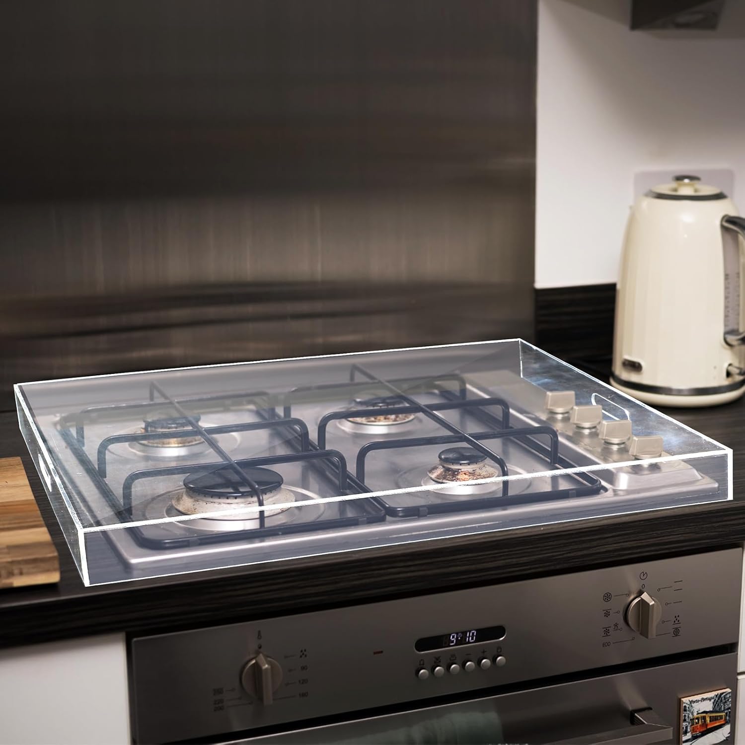 Dingion Gas Stove Cover Board Acrylic 30'' x 22'' x 3'' Stove Cover Board with Handles Electric Cooktop Covers for Stove Top Large Transparent Stove Top Cover Kitchen Counter Space No Installation Gap