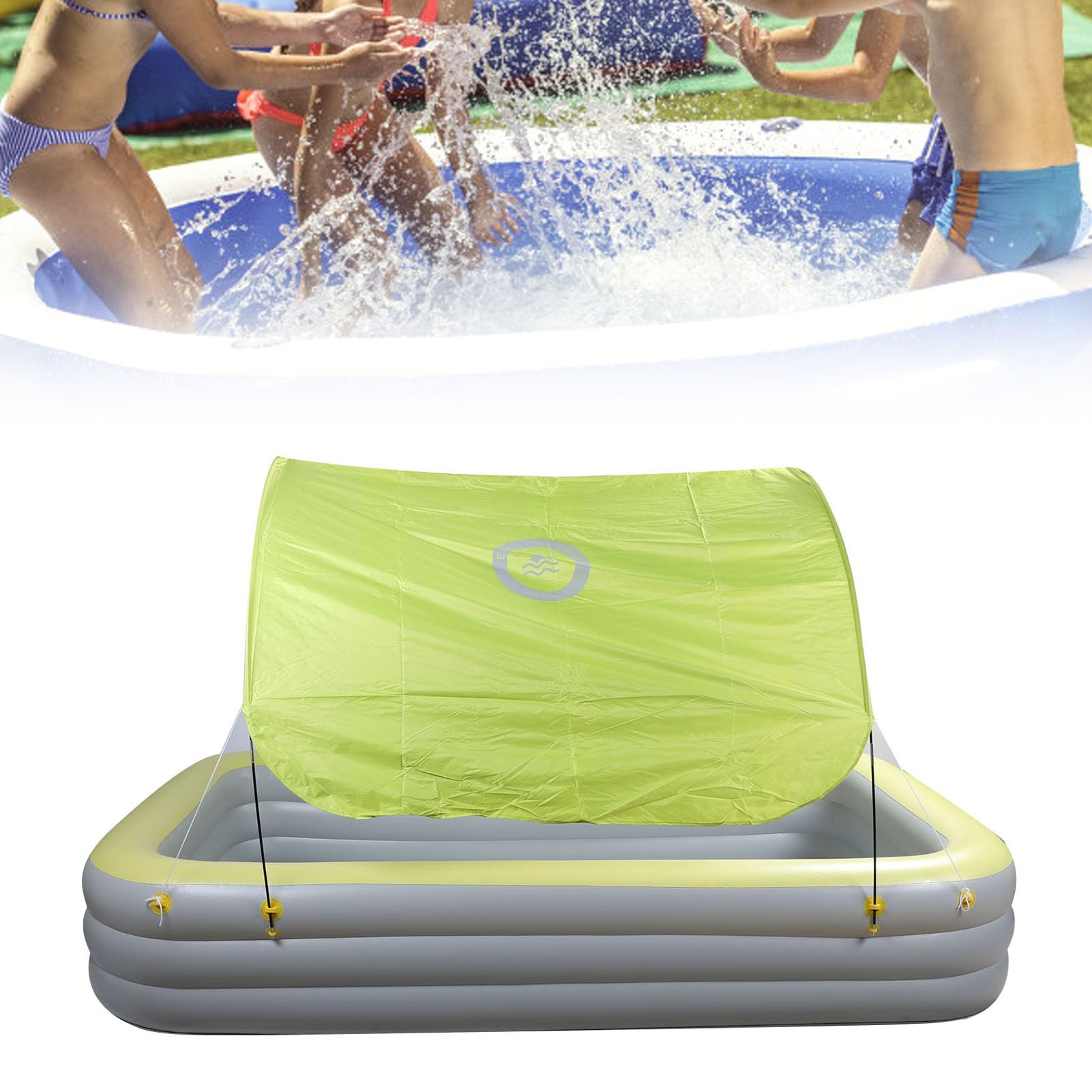 Piscina Gonfiabile, Grande Piscina per Famiglie Gonfiabile con Tettoia e Scivolo, Materiale in PVC Addensato, 118,1x68,9x23,6 Pollici, con Sedili e Schienale, per Bambini Adulti