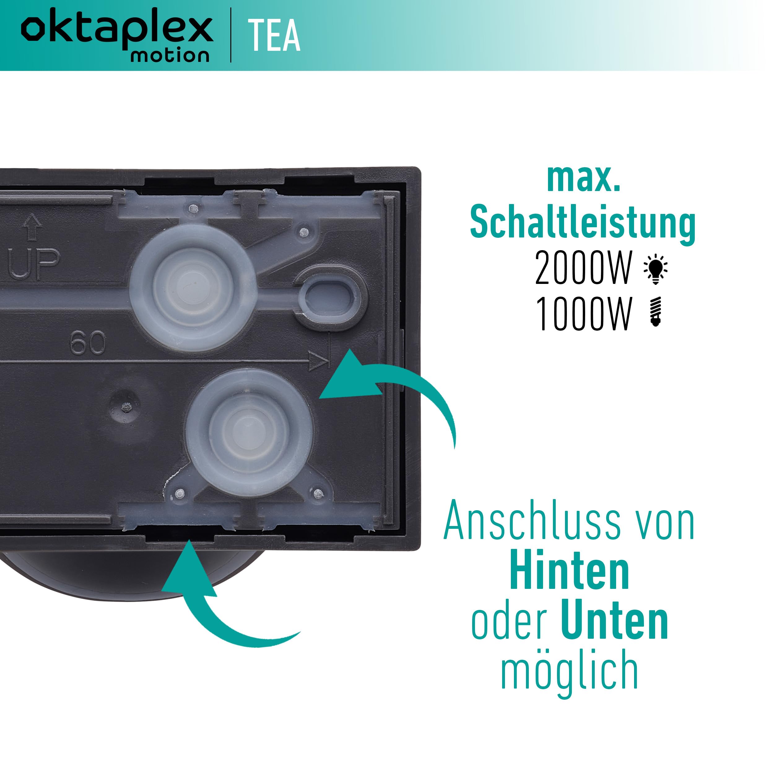 Oktaplex Tea zewnętrzny czujnik ruchu antracyt 360 stopni, z pilotem zdalnego sterowania, czujnik podczerwieni 9 m, zasięg 230 V, IP65, do sufitu i ściany