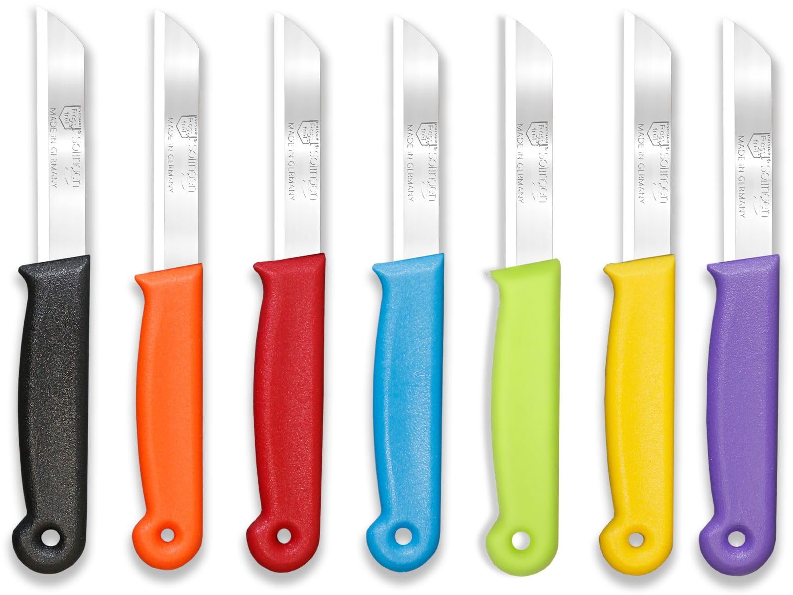 Gemüsemesser Obstmesser Set aus Solingen Schälmesser 7 Stück Küchenmesser mit Scharfer und Präziser Rostfreier Edelstahl Klinge 6 cm - Made in Germany - Messer zum Schneiden von Obst und Gemüse