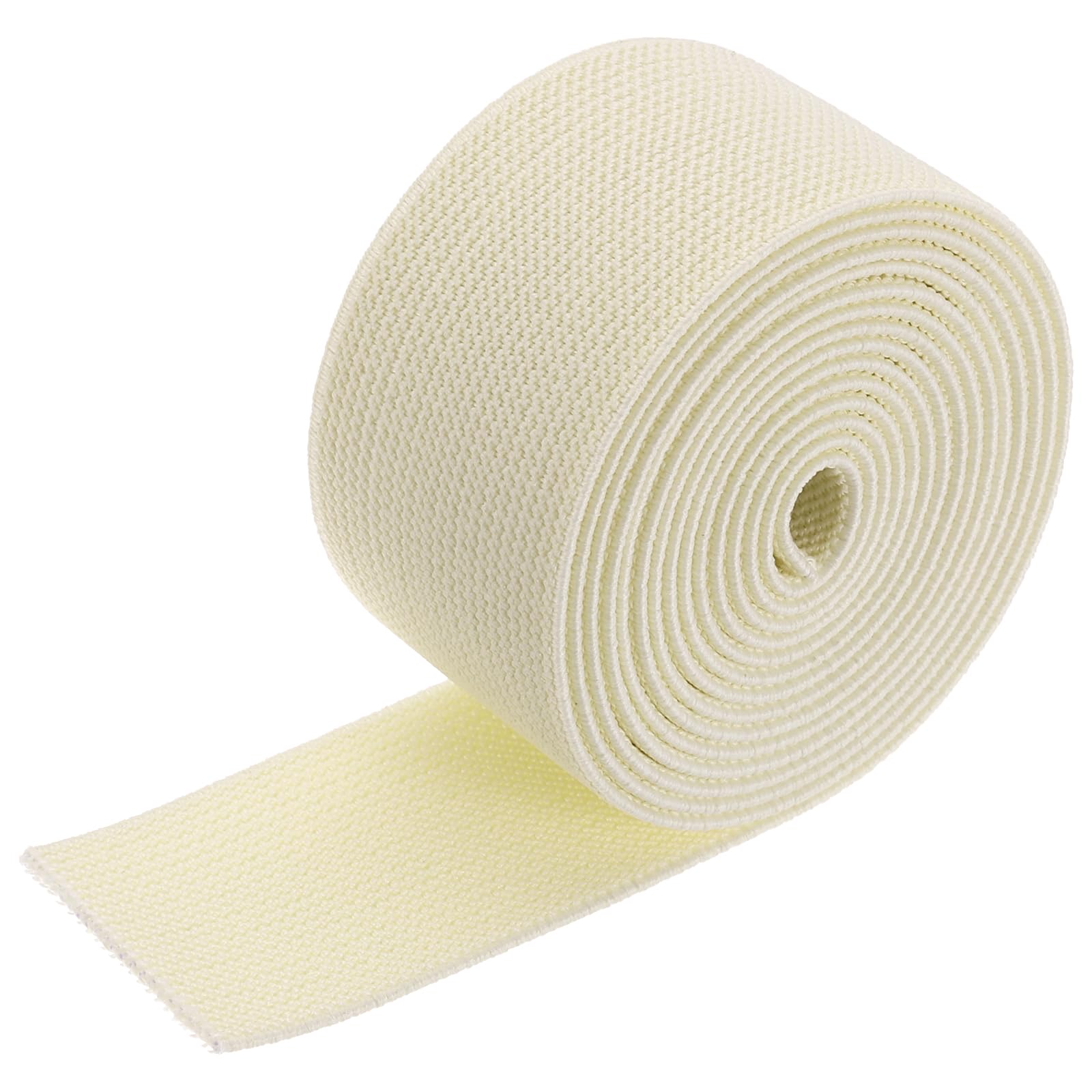 sourcing map Twill Wide Elastic Band Double-Side 1.5 Inch Flat 2 Yard Woven Elastic Band Knit Elastic Spool Heavy Stretch Strap Beige for Sewing, Waistband