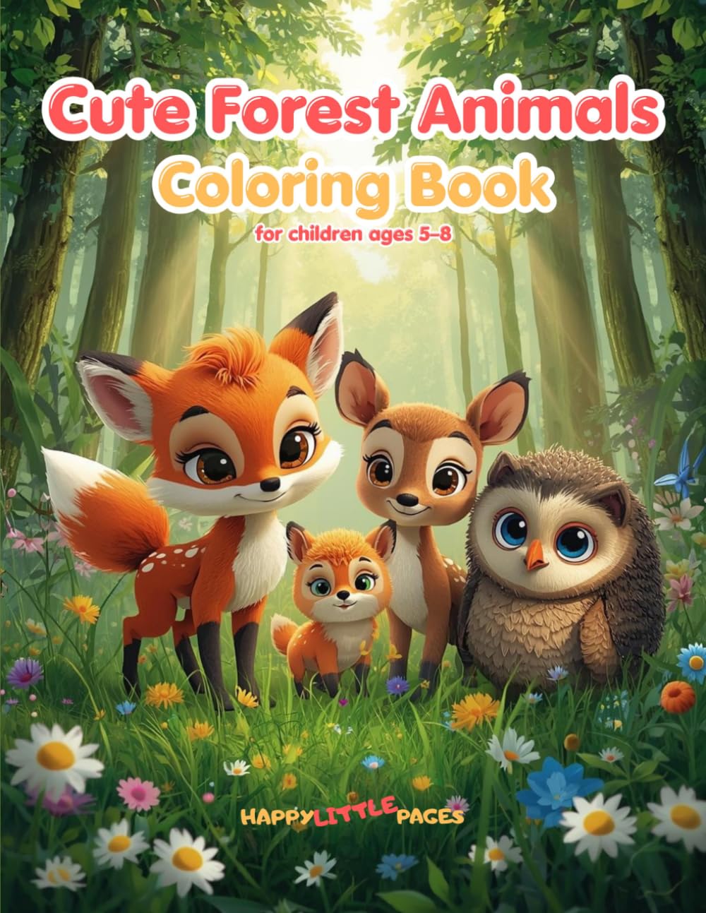 Cute Forest Animals – Coloring Book: 45 adorable coloring pages for little nature explorers (Happy Little Pages)