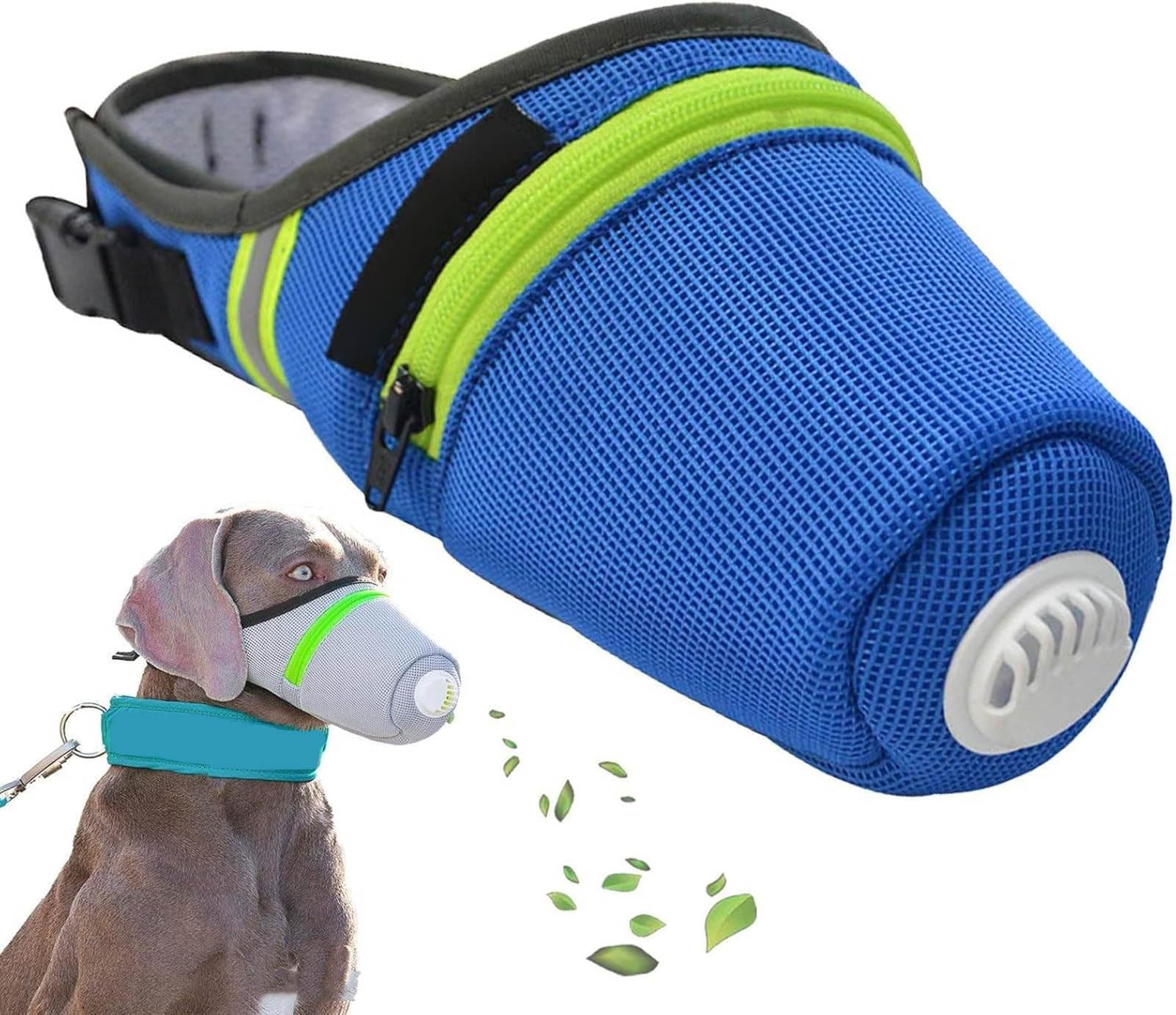 Hunde-Luftfiltermaske, wiederverwendbar, atmungsaktiv, Anti-Smog-Atemschutzmaske für große und kleine Hunde, verstellbares Design für Komfort und Passform