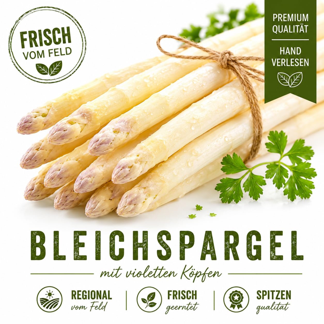 Bleichhof Bleichspargel (geschält und vakuumiert) - besonders lecker » aus eigenem Anbau « 100% naturbelassen - Premium-Qualität - erstklassiges gesundes Gemüse - violette Spitzen - 2 kg