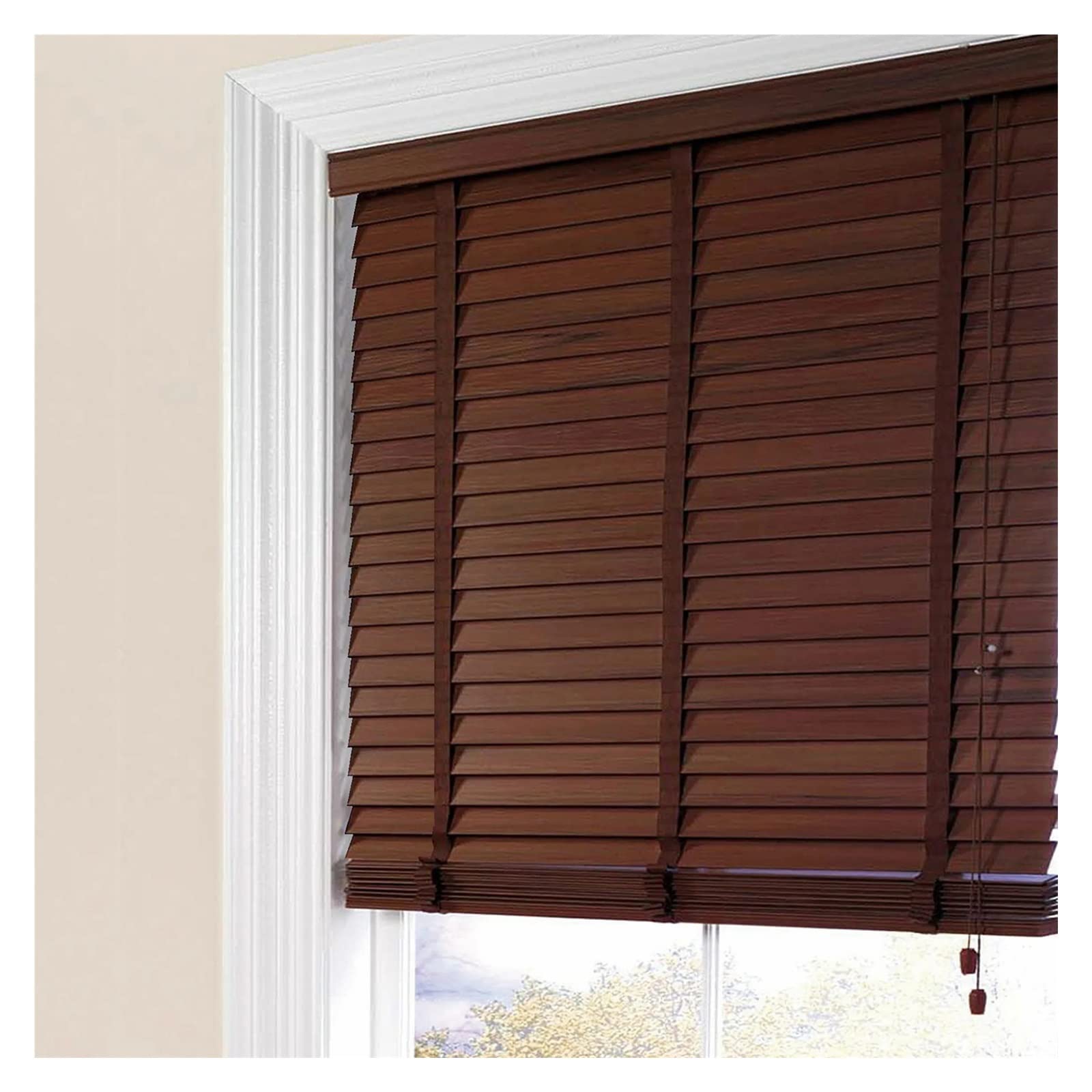 Persianas Venecianas 180cm 170cm 160cm 140cm 120cm 100cm 80cm 60cm Ancho Madera Venecianas, Lamas de 50mm Ventana Oscurecedora Persianas Horizontales para Oficina en Casa, Nogal Negro ( Size : 100x260