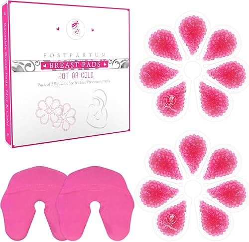 Ninja Mama Paquetes de terapia de hielo y calor para madres lactantes y de bombeo. Paquete de 2 con 2 fundas lavables súper suaves. Suministros de