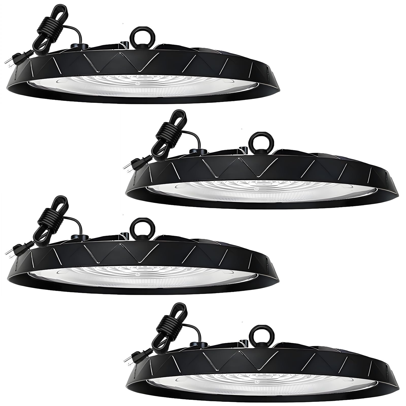 4 Pack UFO LED High Bay Light 150W Plug Play LED Shop Light 6500K Daylight 15000 LM Waterproof
