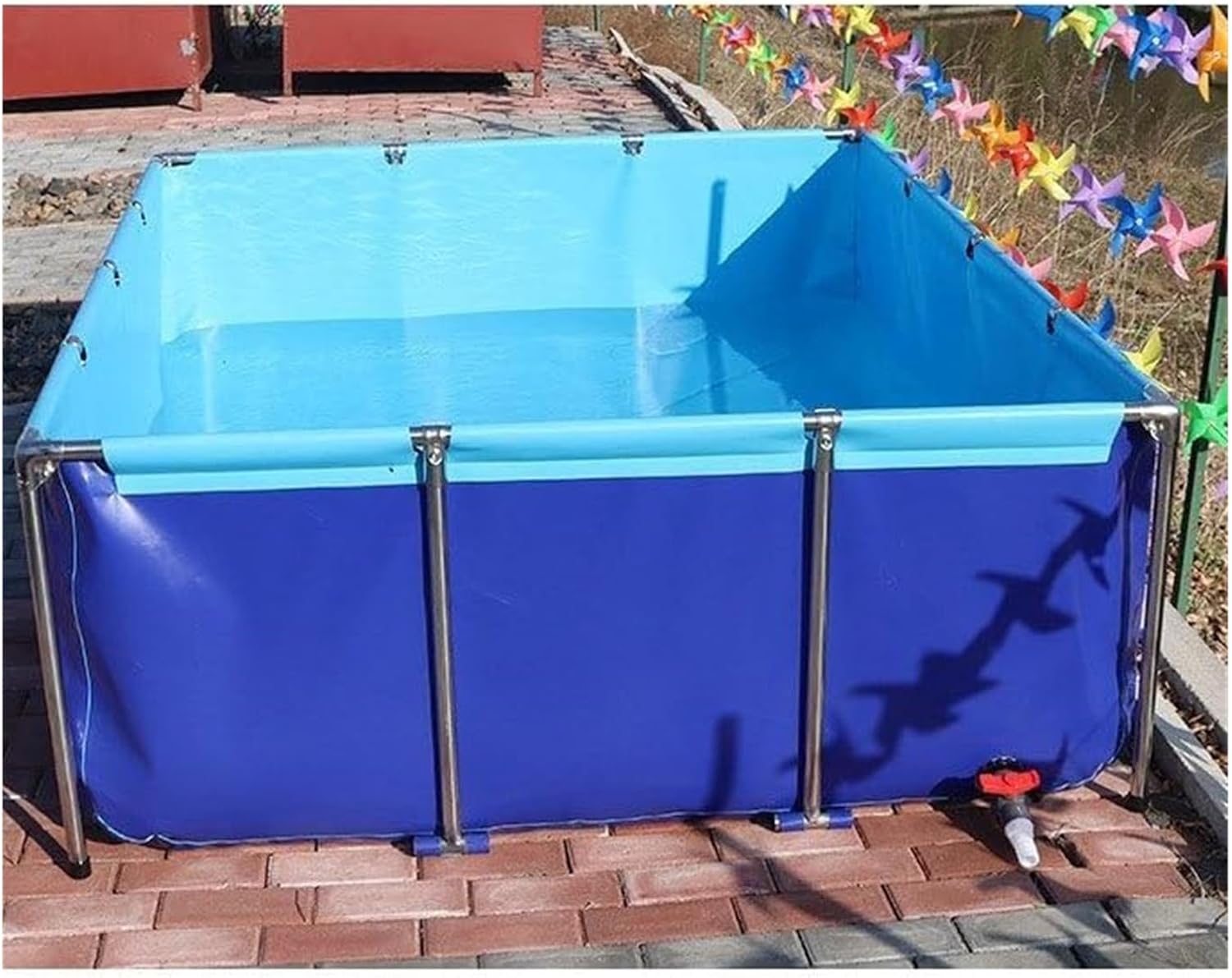 Aquaculture Water Tank Cistern Steel Frame Multifunction PVC Canvas,Large Foldable Canvas Fish Pond - Aquaculture Pool, Temporary Koi & Turtle Holding Tank, Outdoor Water Storage for Garden