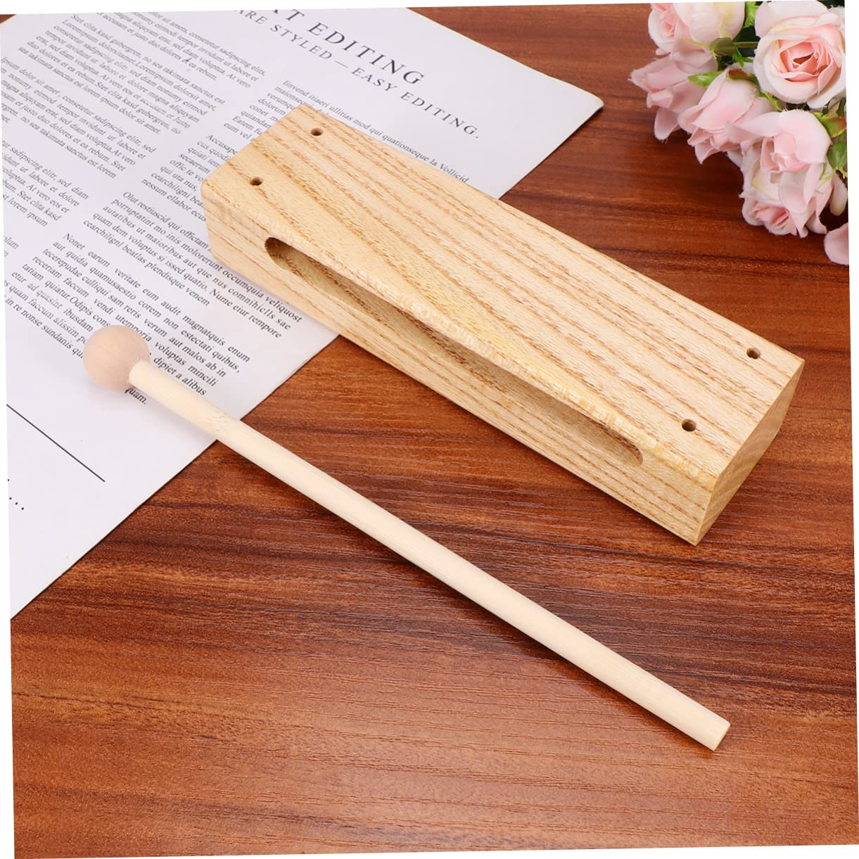 GOOHOCHY Solid Hardwood Square Music Instrument Mallet Wooden Percussion Rhythm Stick Bell Mallets
