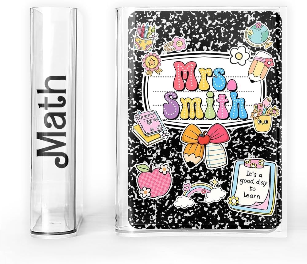 Personalized Acrylic Flower Vase for Teachers – Custom Book Shaped Clear Desk Decor Gift, Unique Floral Holder for Women Educators, Classroom Appreciation Present, Back to School Accessory