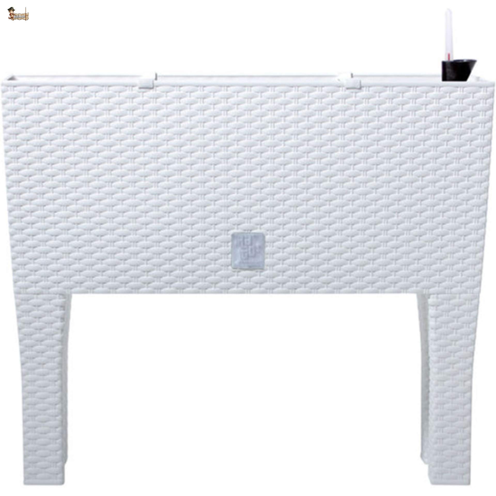 BricoLoco Fioriera con auto-irrigazione, per balcone, terrazzo, interni, esterni, decorativa, in plastica iniettata, capacità 72 litri, rialzata con piedini, colore bianco (Jardinera)