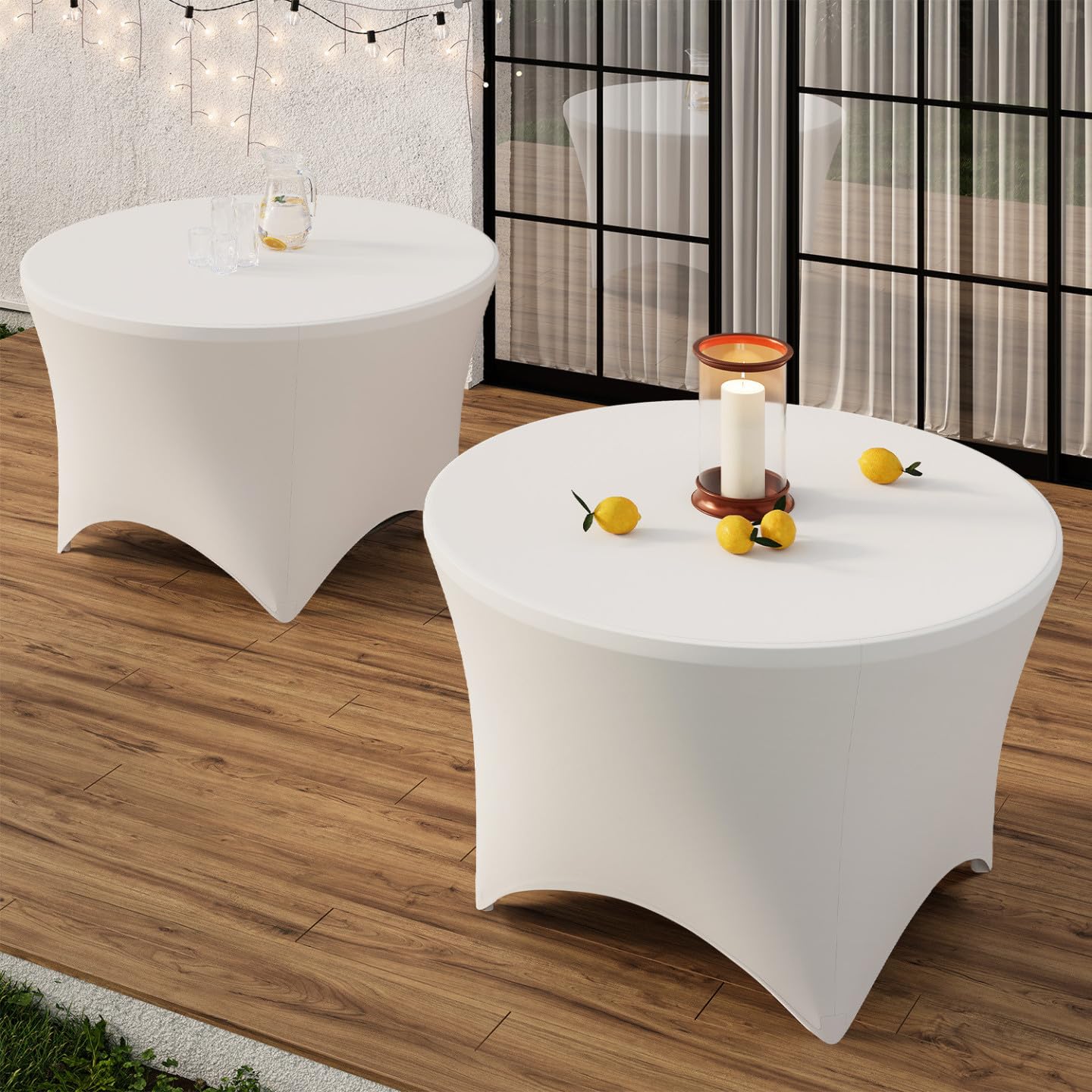 IDMarket - Table Pliante d'appoint Portable Ronde 122 cm pour Camping ou réception avec Housse Blanche