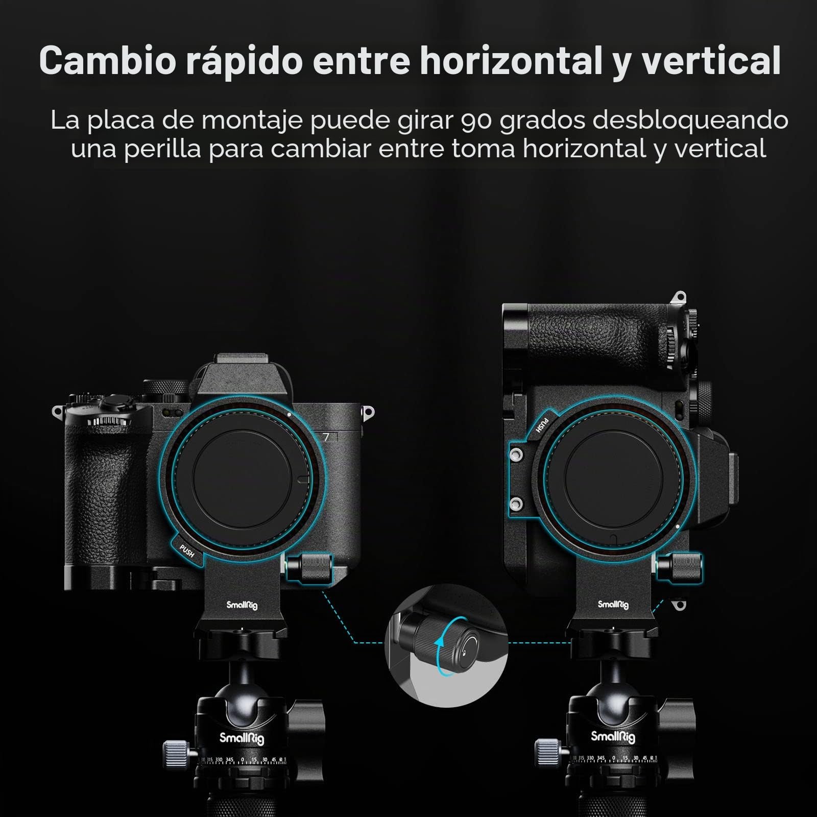 SMALLRIG Rotating Collar Rotatable Collar para Sony A7R V, A7 IV, A7S III, A7R IV, A7R IV, para Arca y MFT RC2 Plate, Soporte de Disparo Horizontal y Vertical 4148