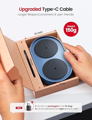 Miniatura 7 de Vaydeer Movedor de mouse de doble tocadisco, Turbo 3 Mouse Jiggler con intervalos ajustables, interruptor de encendido/apagado, agitador de mouse