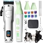 Dog Grooming Kit, Dog Clippers for Grooming for Thick Heavy Coats, Professional Pet Paw Trimmer Nail Grinder Low Noise Rechargeable Stainless Steel Hair Trimmer for Dogs Cats Animals