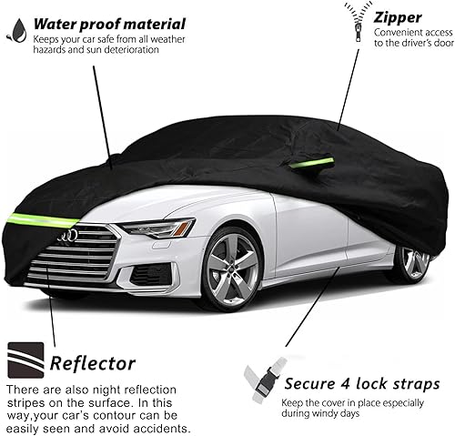 Miniatura 15 de YIXIN Funda impermeable para automóvil Audi A3/S3 2013-2024, ajuste personalizado, correa 100% impermeable a prueba de viento y bandas de cremallera
