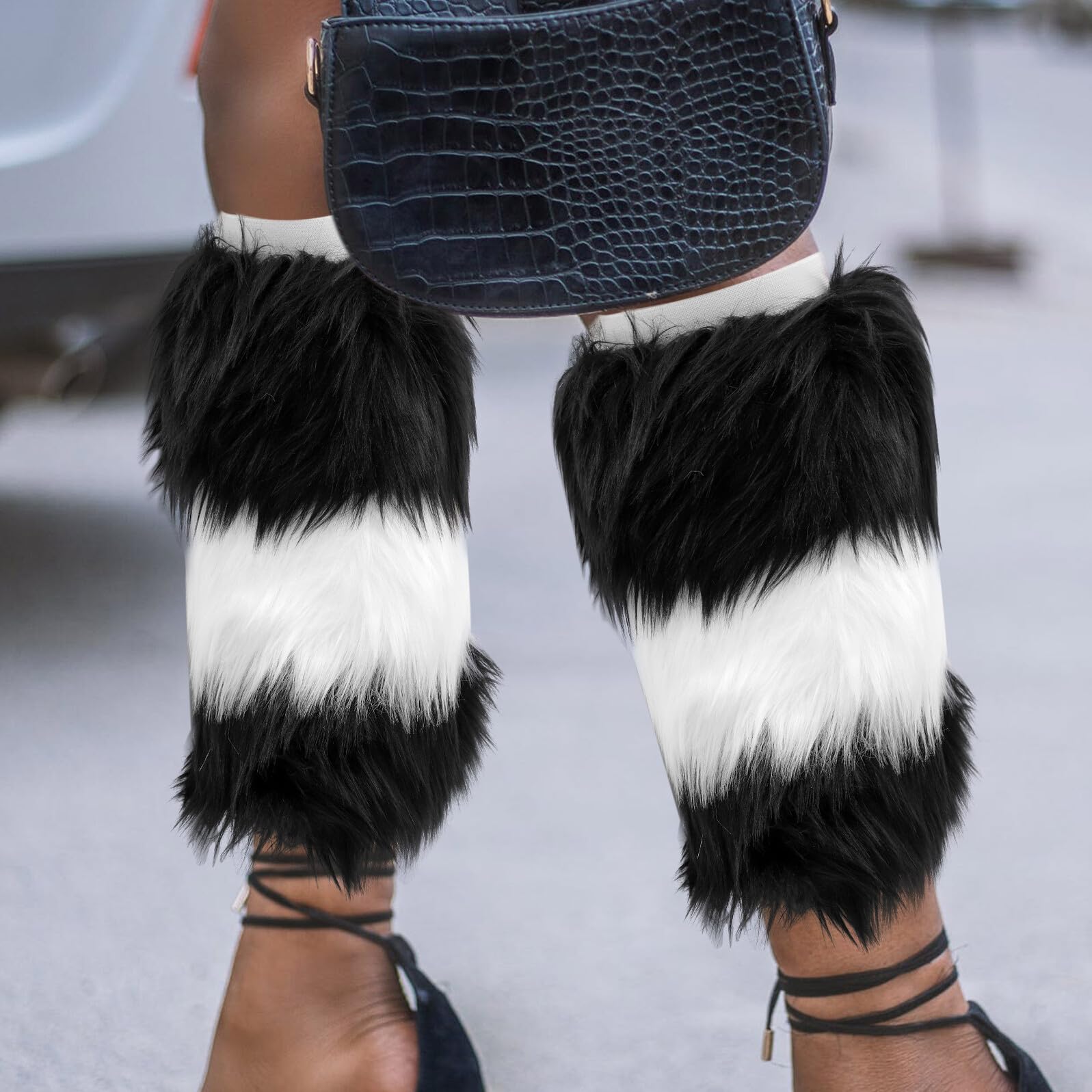 FOMIYES Calentadores de Piernas de Felpa Cálidos y Largos para Mujer, Diseño Peludo, Moda Invierno
