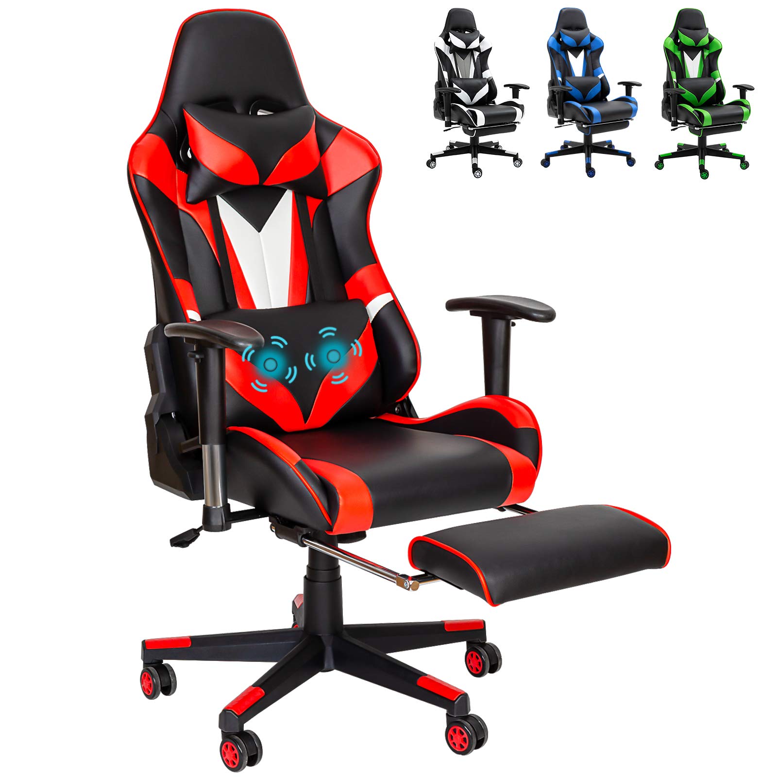 Buy Red Ergonomic Massage Gaming Chair Video PC Chair Racing Reclining Gaming Computer Chair