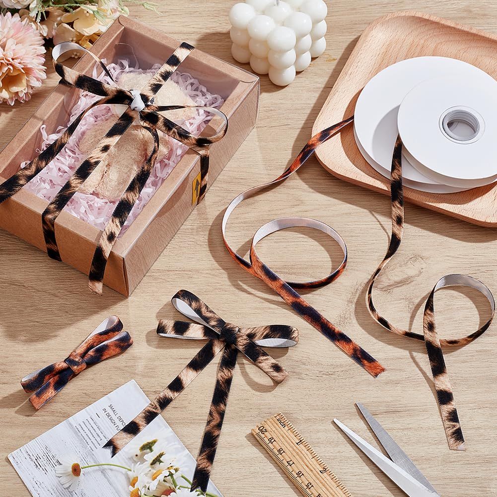 PH PandaHall Nastri in velluto leopardato da 18,3 m, 2 rotoli di nastro in velluto leopardato largo 10 mm, per confezioni regalo, ghirlande, fiocchi, artigianato, carnevale, compleanno, matrimonio