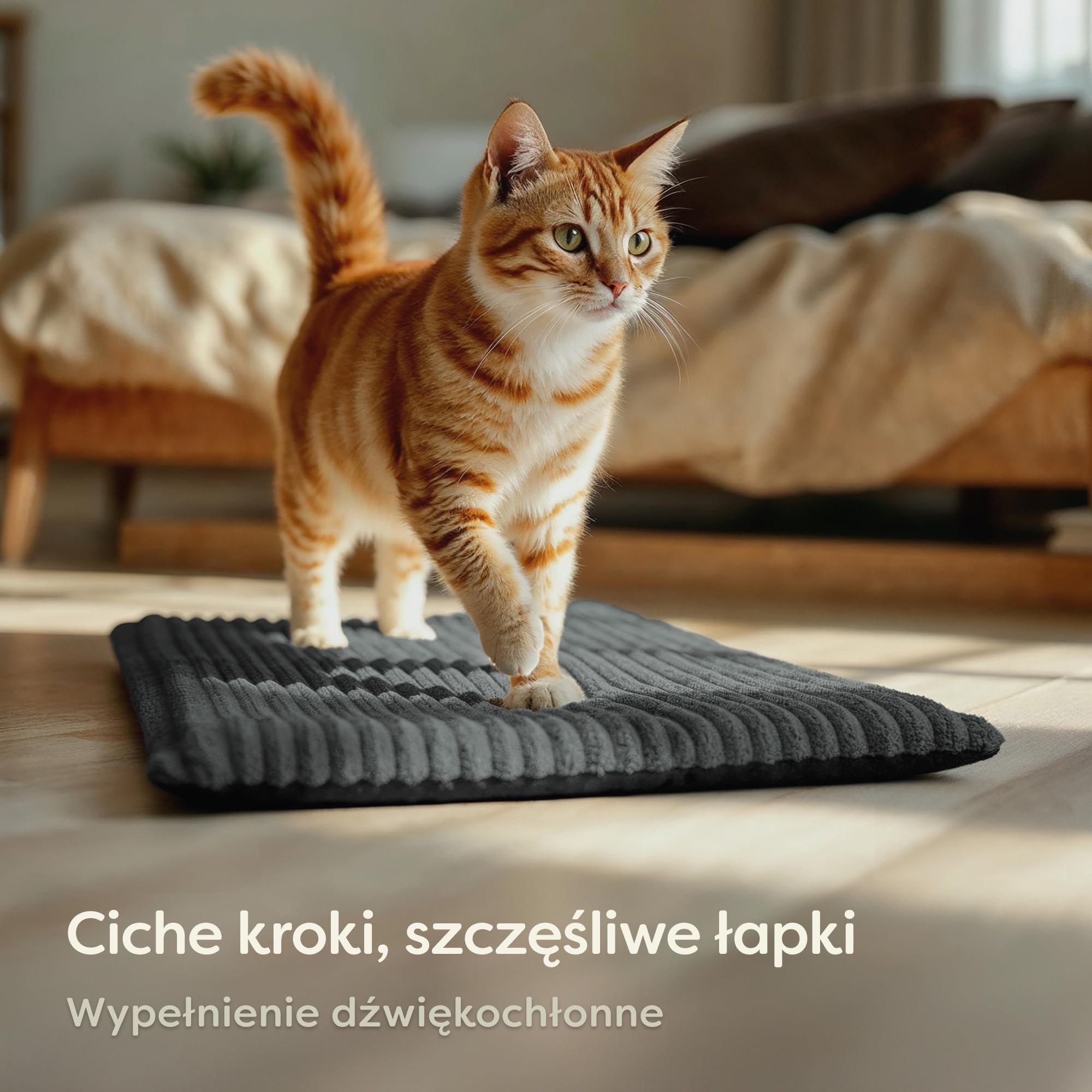 Knupis Samonagrzewający Koc Dla Kota 60x45 cm – Miękki i Wyciszający – Zdejmowany, Pralny Pokrowiec – Z Antypoślizgowym Spodem – Szary