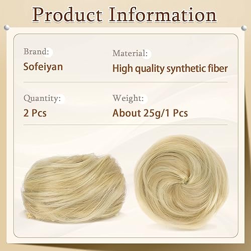 Miniatura 2 de SOFEIYAN 2 piezas de extensiones de cabello sintético con clip de garra, accesorio para peluca, moño espacial updo, orejas de gato, moño para mujer,