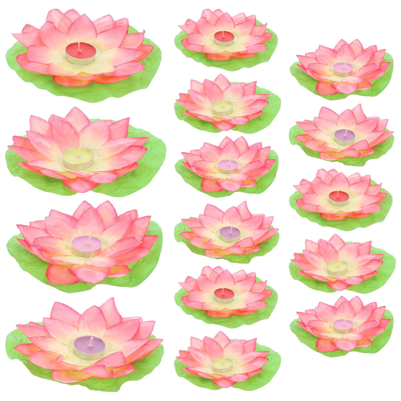 15 pièces Flottant lumière nénuphar Bougie Flottante lanternes Piscine étang réservoir Fleur Lampe de Nuit Bougies flottantes décoratives lumières for Festival de prière (Couleur aléatoire)