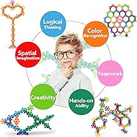 Vista 4 de NEOACT 200 piezas de bloques de construcción educativos para niños, juguetes de construcción entrelazados de plástico conectados para niños