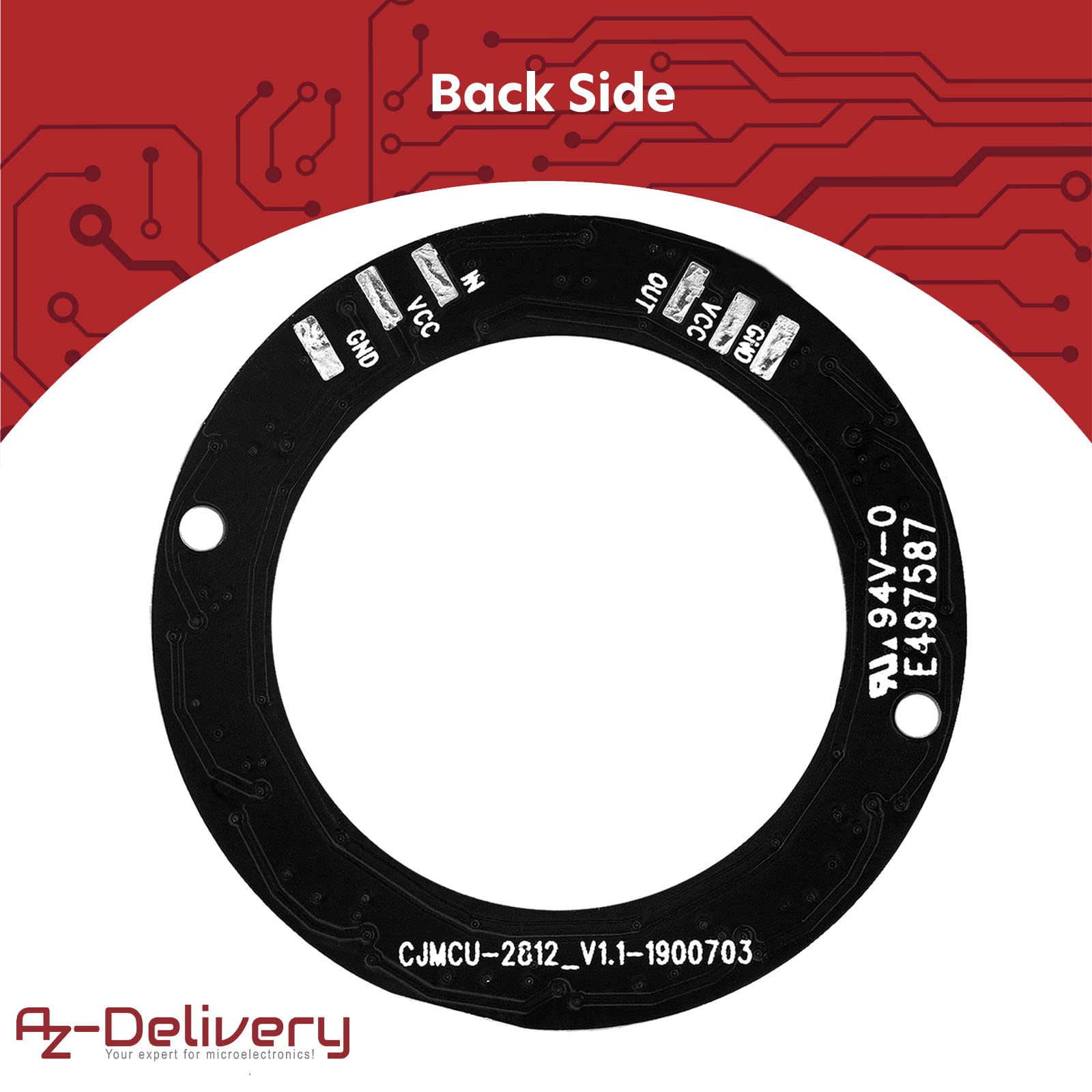 AZDelivery 5 x LED Ring 12 Bit RGB 38mm WS2812 5050 5V Development Board compatible with Arduino including eBook - Image 3