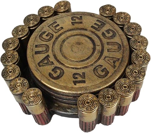 Miniatura 2 de Ebros Gift Rústico rojo occidental y dorado calibre 12, escopeta de bala para cocina, comedor, oficina en casa, acento del viejo mundo al aire