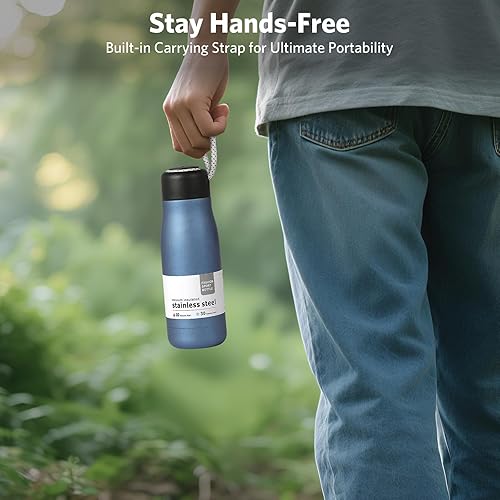 Miniatura 5 de Botella de agua pequeña de 12 onzas botella de agua aislada Dusgut acero inoxidable tapa portátil de boca ancha azul Air Force