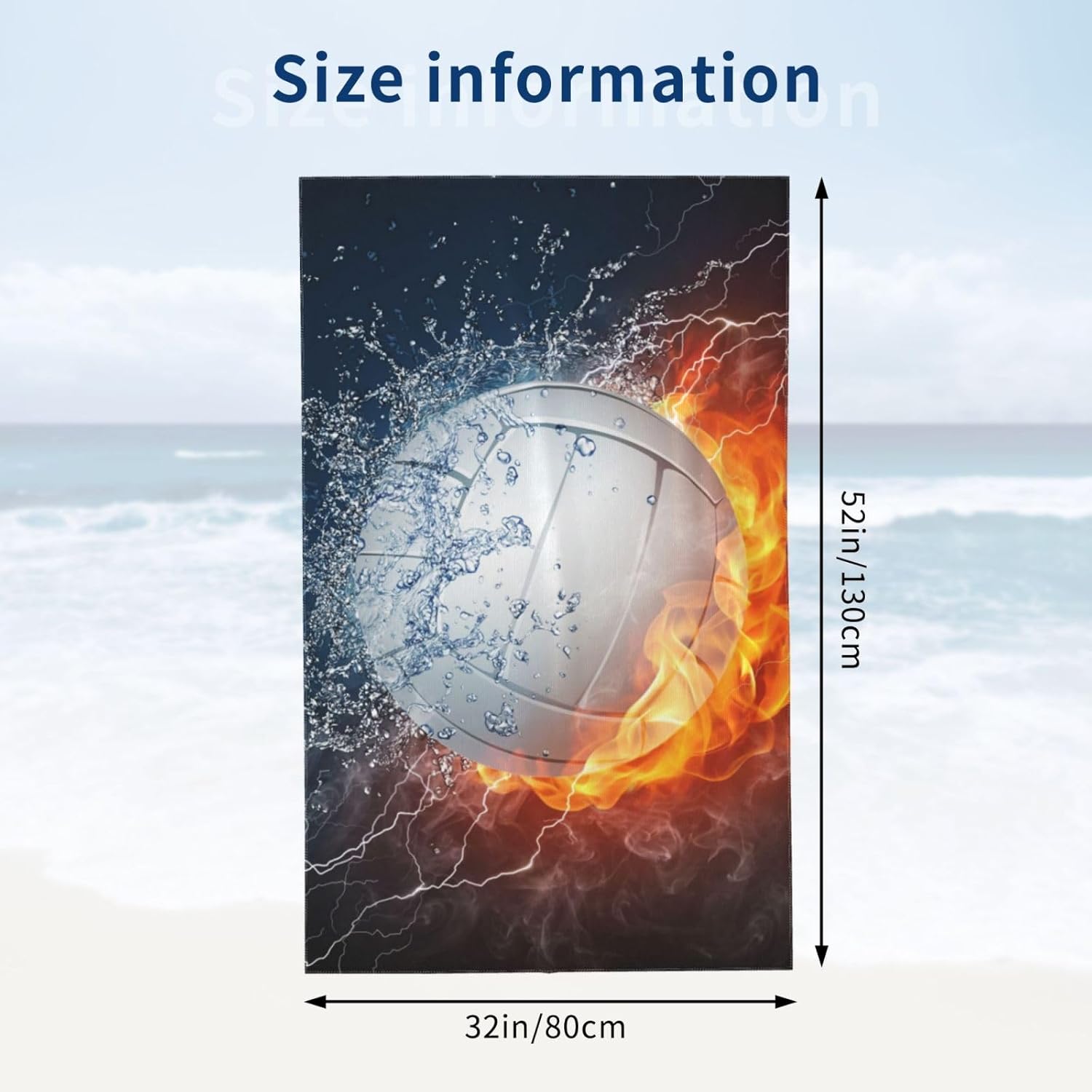 VOOHDDY Volleyball Ball Sports Beach Towel Large Soft Absorbent Microfiber Quick Dry Oversized Bath Towels for Bathroom Men Boys Pool Camping Travel Swimming Picnic Sports