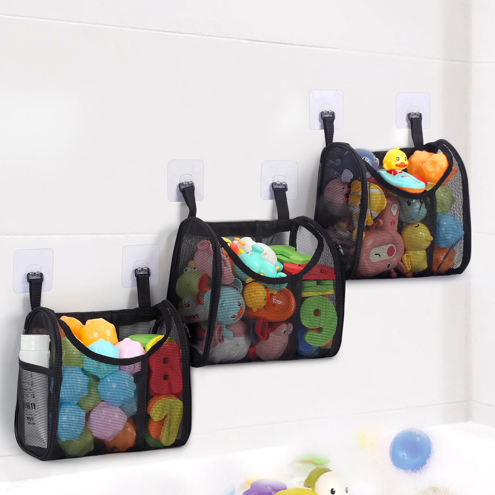 DOCMON Bathtub Toy Storage 6 Compartments Detachable Bath Toy Holder for Bathtub Large Bath Toy Organizer Quickly Dry