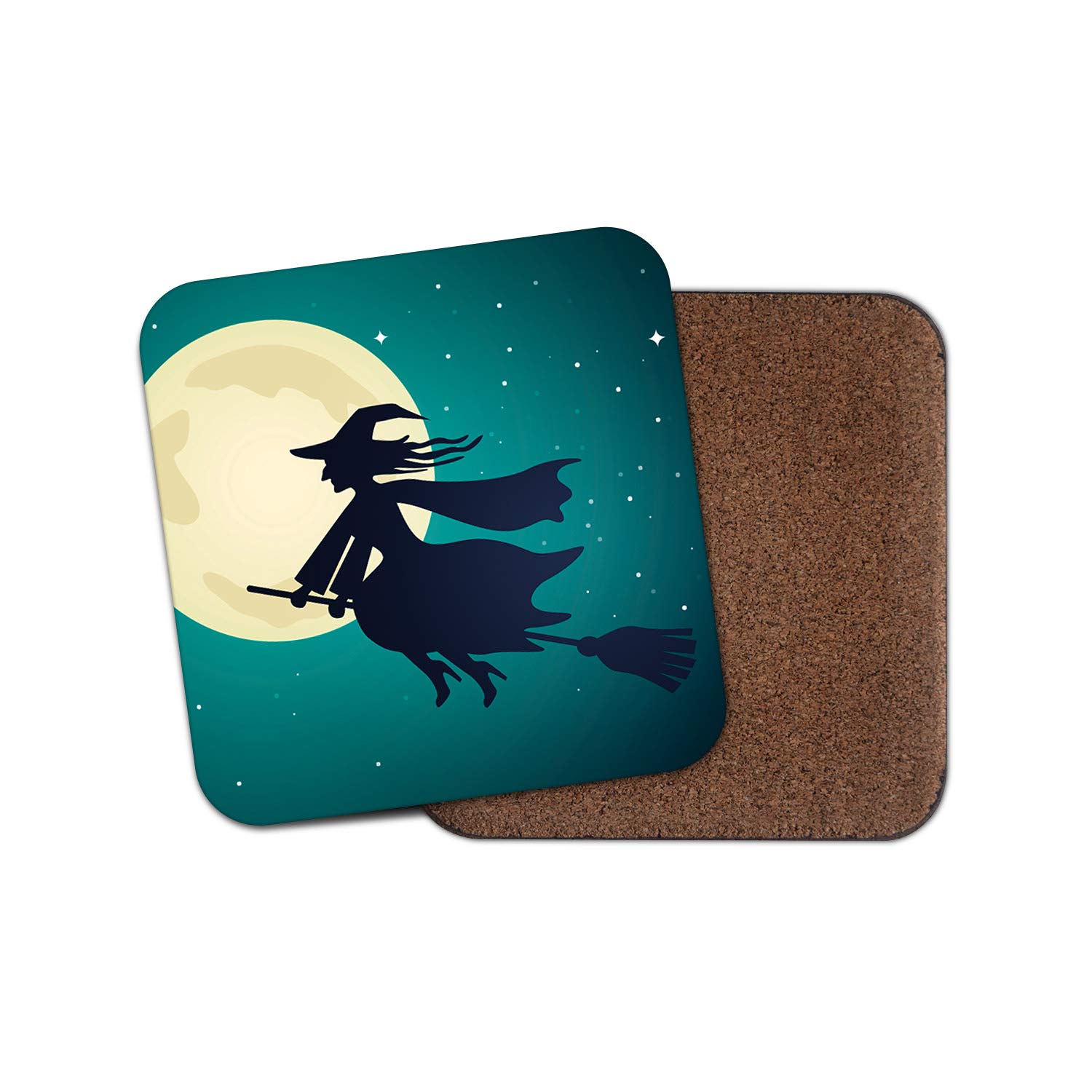 Destination Vinyl Ltd Multicolor 1 X Halloween Wicked Witch Coaster - Broom Full Moon Spooky Kids #16738