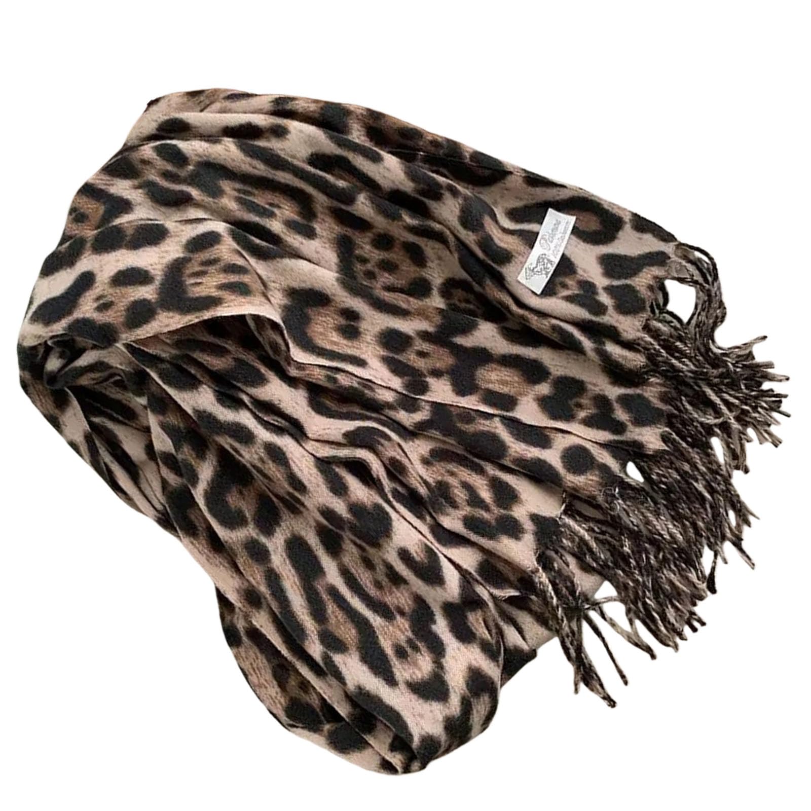 Limtula Luxurious Leopards Print Scarf for Women Winter Warm Shawl Wrap Lightweight Fringe Detailing Soft Luxury Scarf Women's