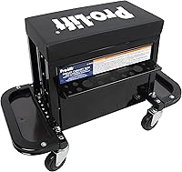 Vista 5 de Pro-Lift Mecánico - Asiento de rodillo con caja de herramientas, taburete de 3 cajones con cojín de asiento acolchado para enredadera de garaje