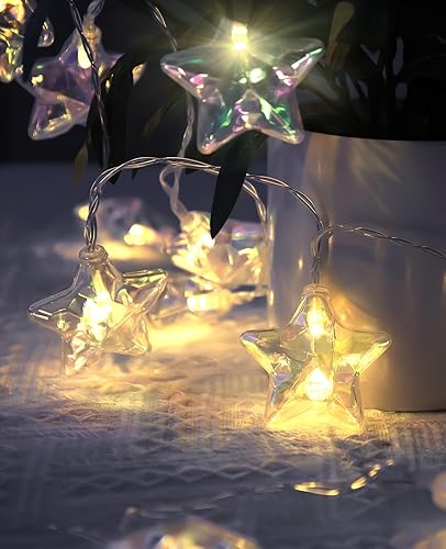 Miniatura 5 de AceList Guirnalda de luces LED de estrella, funciona con USBbatería, 20 luces LED parpadeantes con control remoto, 8 modos, diseño impermeable para