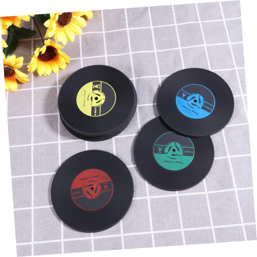 Vinyl Record Coasters 10Pcs Colorful Set for Cups and Mugs image 5