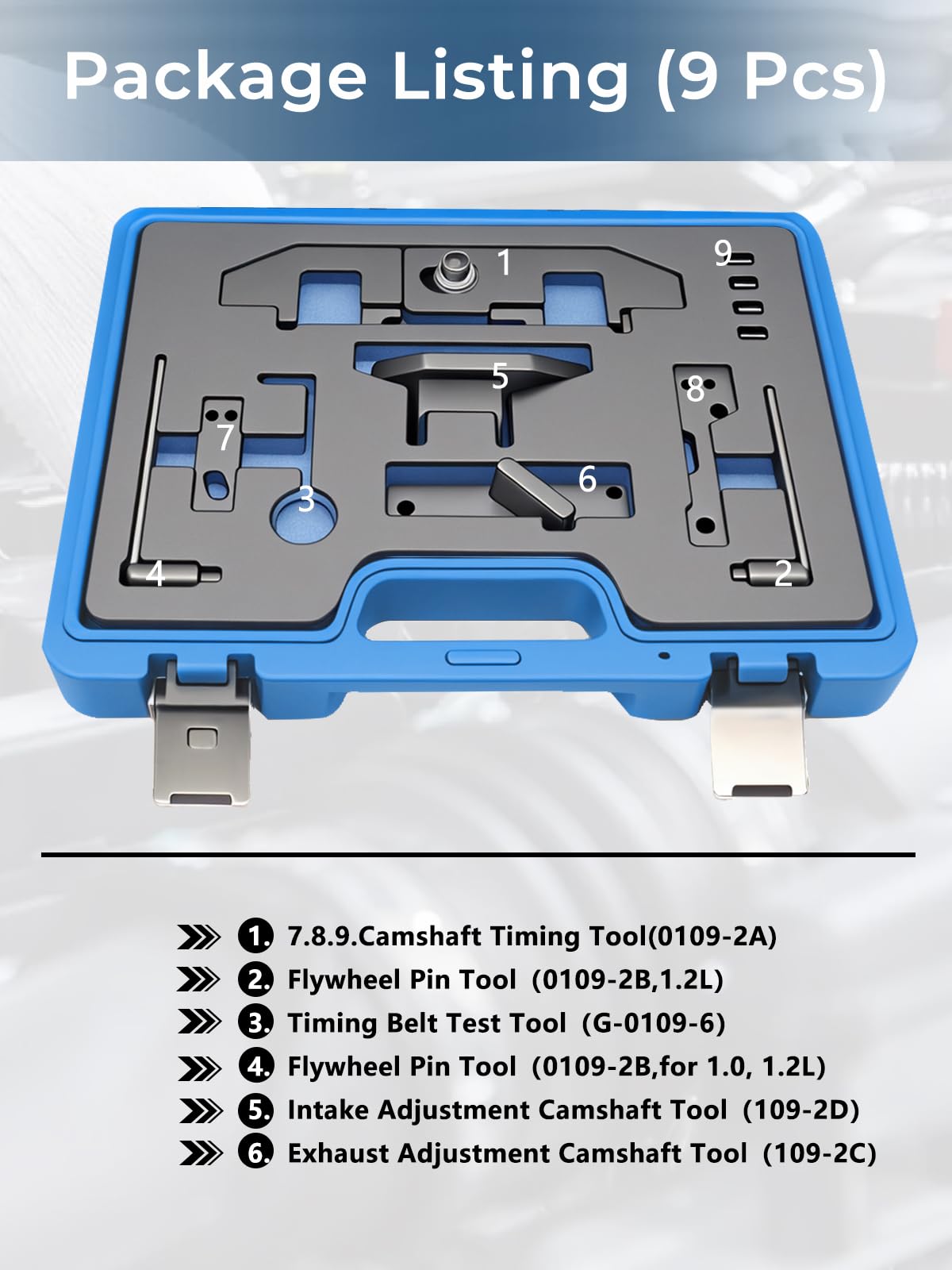 Kit de Calage Moteur,Outil de Courroie de Distribution, Compatible avec Peugeot, Citroën, Opel pour 1.0, 1.2 VTi (VVT) /GDI Pure Tech Essence, 0109-2A, 109-2C, 109-2D